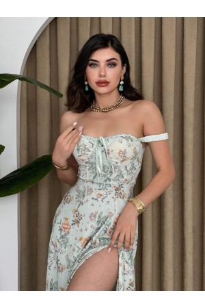 M00334-YEŞİL Yeşil ELBİSE