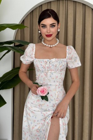 M00341-BEYAZ Beyaz ELBİSE