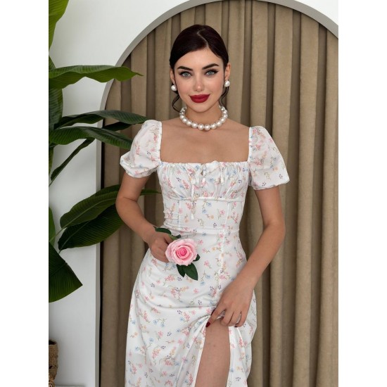 M00341-BEYAZ Beyaz ELBİSE