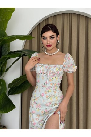 M00341-YEŞİL Yeşil ELBİSE