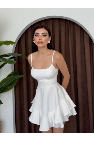 M00344-BEYAZ Beyaz ELBİSE