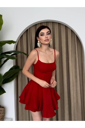 M00344-KIRMIZI Kırmızı ELBİSE