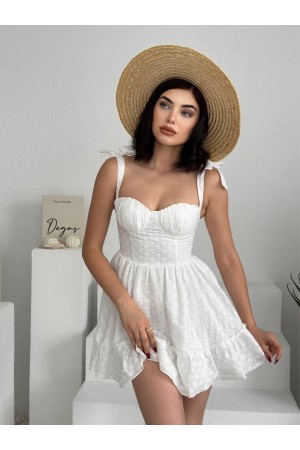 M00358-BEYAZ Beyaz ELBİSE