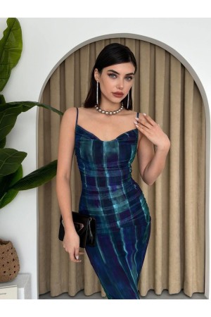 M00367-TURKUAZ YEŞİL TURKUAZ YEŞİL ELBİSE