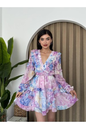 M00411-MAVİ Mavi ELBİSE