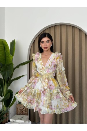 M00411-SARI Sarı ELBİSE