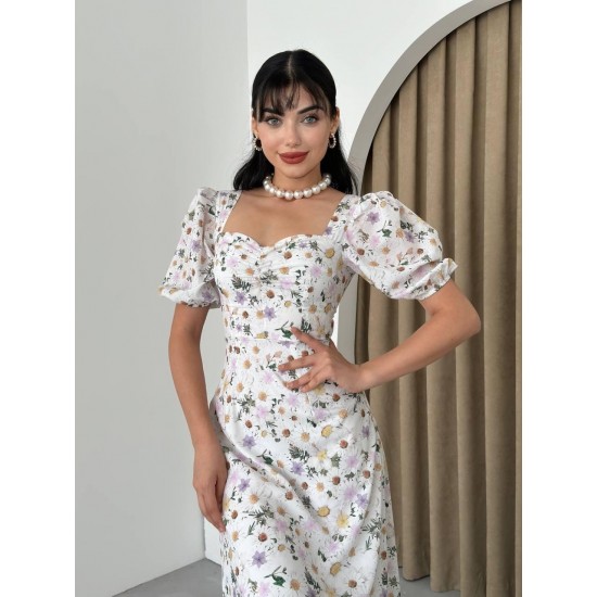 M00416-BEYAZ Beyaz ELBİSE