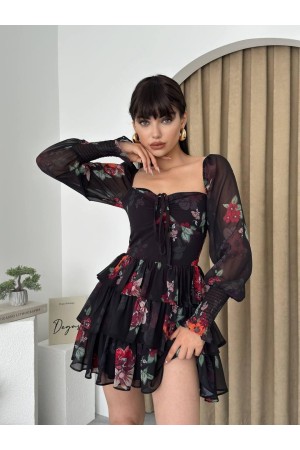 M00420-SIYAH Siyah ELBİSE