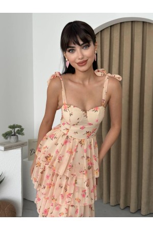 M00421-BEJ Bej ELBİSE