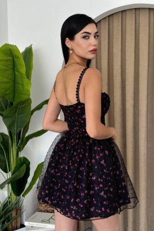 M00422-SIYAH Siyah ELBİSE