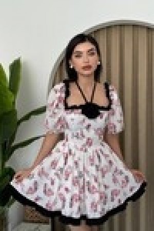 M00433-BEYAZ Beyaz ELBİSE