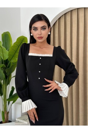 M00442-SIYAH Siyah ELBİSE