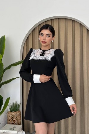 M00445-SIYAH Siyah ELBİSE