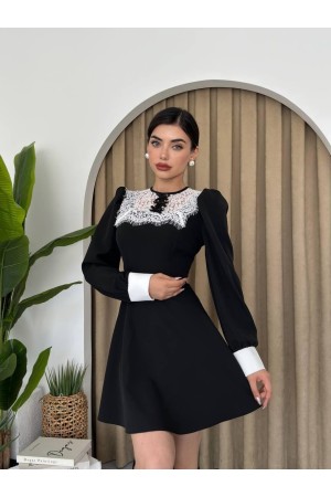 M00445-SIYAH Siyah ELBİSE