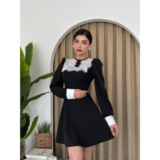 M00445-SIYAH Siyah ELBİSE