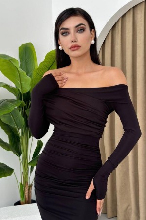 M00446-SIYAH Siyah ELBİSE