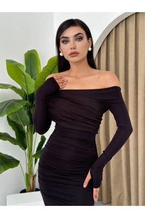 M00446-SIYAH Siyah ELBİSE