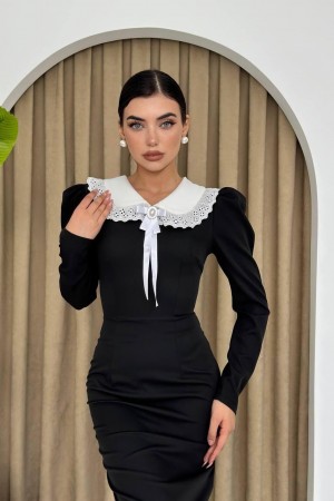 M00465-SIYAH Siyah ELBİSE