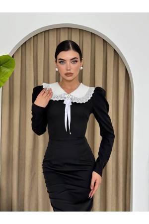 M00465-SIYAH Siyah ELBİSE