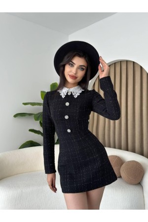 M00473-SIYAH Siyah ELBİSE