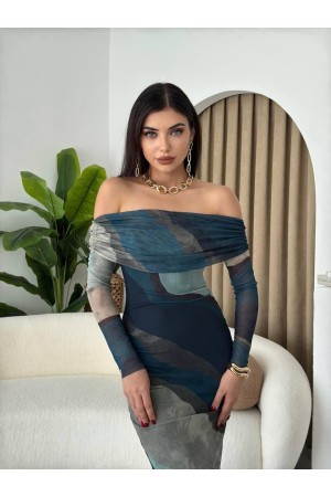 M00494-YEŞİL Yeşil ELBİSE