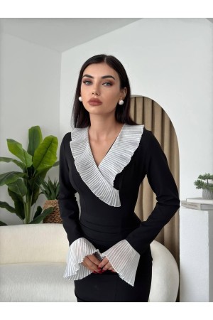 M00495-SIYAH Siyah ELBİSE