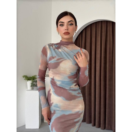 M00514-KREM Krem ELBİSE