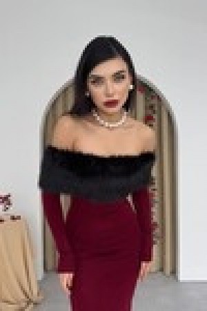 M00515-BORDO Bordo ELBİSE