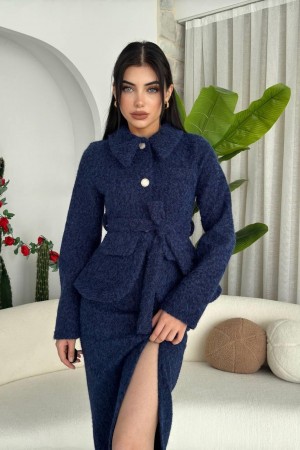 M00520-LACİVERT LACİVERT ELBİSE