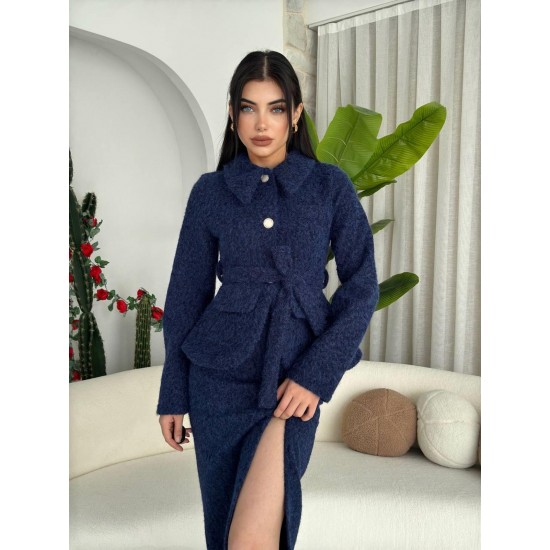 M00520-LACİVERT LACİVERT ELBİSE