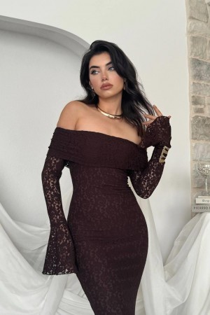 M00523-KAHVE COFFEE DRESS