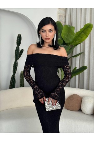 M00523-SIYAH Siyah ELBİSE