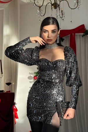 M00524-SIYAH Siyah ELBİSE