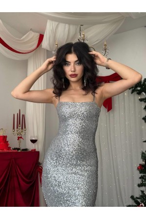 M00525-GRİ Gri ELBİSE