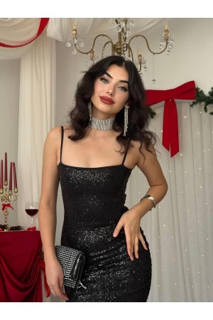 M00525-SIYAH Siyah ELBİSE