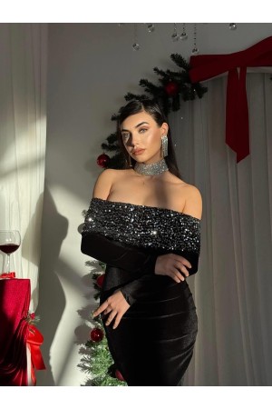 M00533-SIYAH Siyah ELBİSE