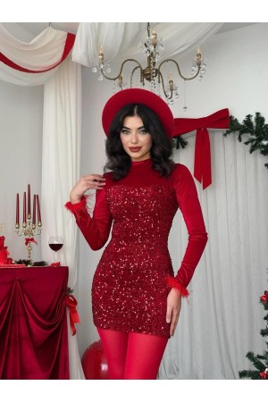 M00539-KIRMIZI Kırmızı ELBİSE