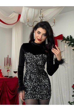 M00539-SIYAH Siyah ELBİSE