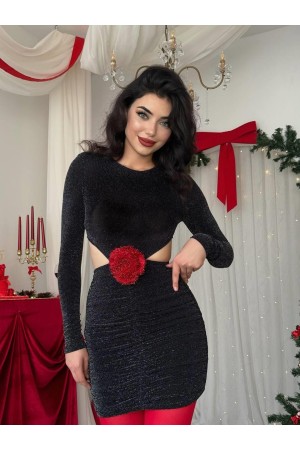 M00545-SIYAH Siyah ELBİSE