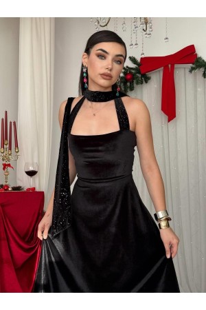 M00552-SIYAH Siyah ELBİSE