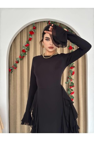 M00557-SIYAH Siyah ELBİSE