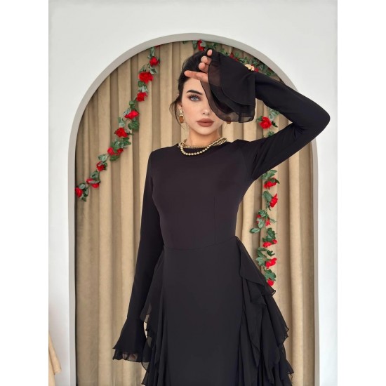 M00557-SIYAH Siyah ELBİSE