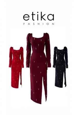 M00563-SIYAH Siyah ELBİSE