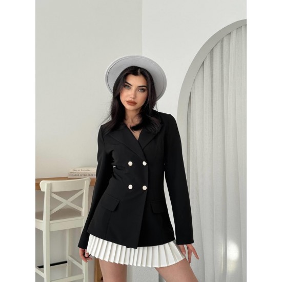 "M00564-SİYAH BEYAZ" "Black and white" DRESS