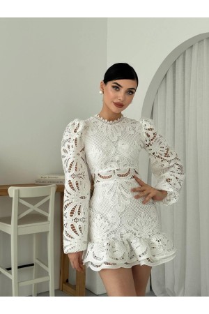 M00567-BEYAZ Beyaz ELBİSE