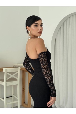 M00569-SIYAH Siyah ELBİSE