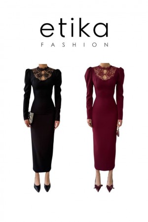 M00570-SIYAH Siyah ELBİSE