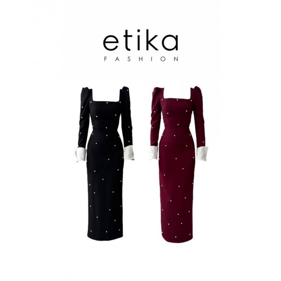 M00575-BORDO Bordo ELBİSE