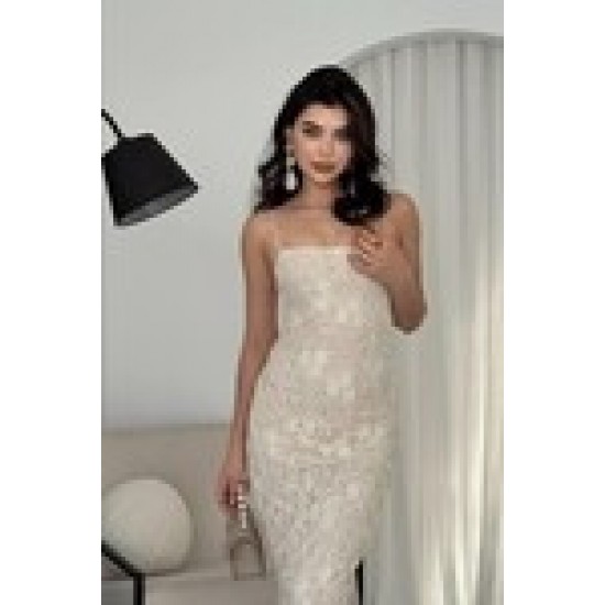 M00579-BEJ Bej ELBİSE