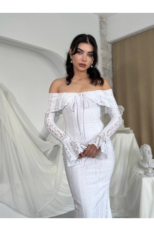 M00581-BEYAZ Beyaz ELBİSE